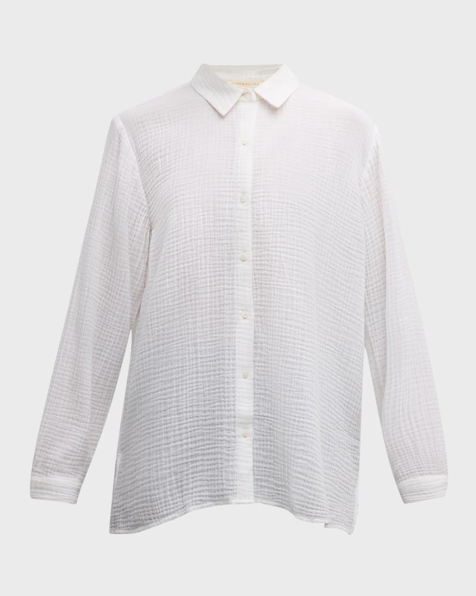 Petite Button-Down Organic Cotton Gauze Shir