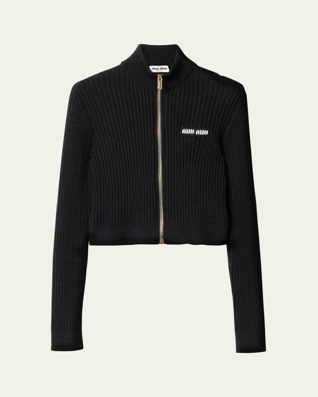 Ribbed Wool Crop Cardigan