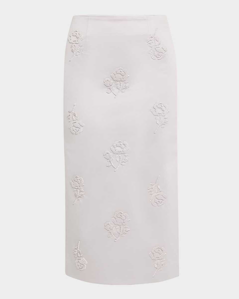Stereo Rose Embellished Midi Skirt