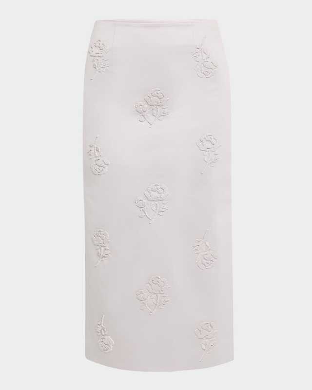 Stereo Rose Embellished Midi Skirt