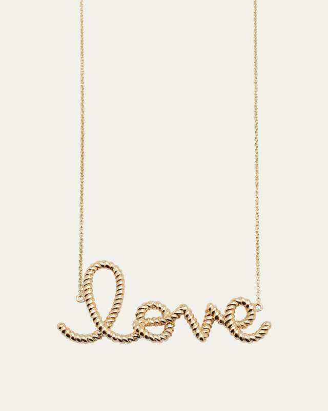14K Big Love Script Rope Necklace