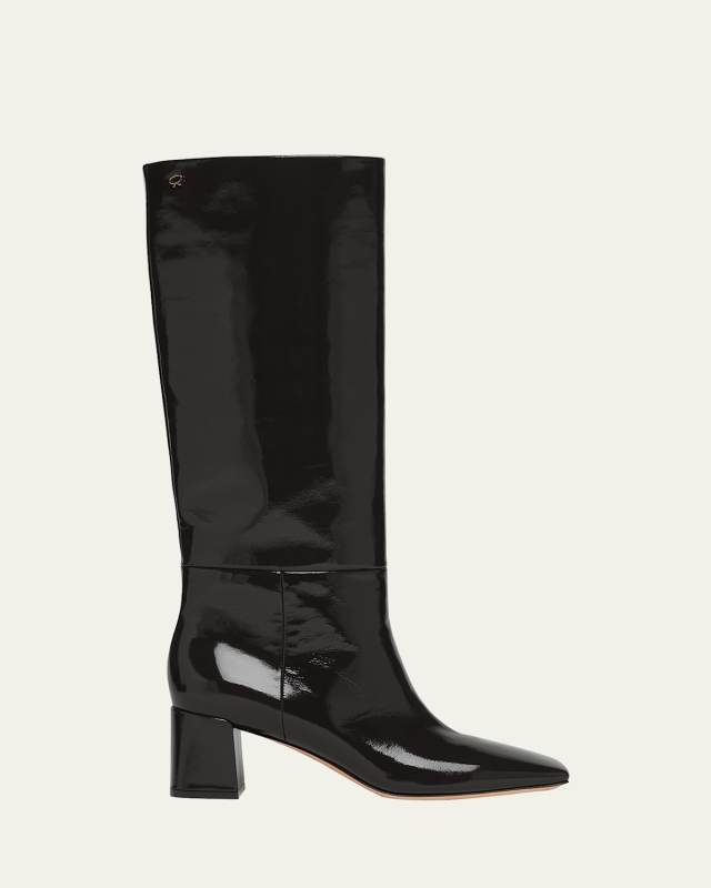 Patent Square-Toe Knee Boots
