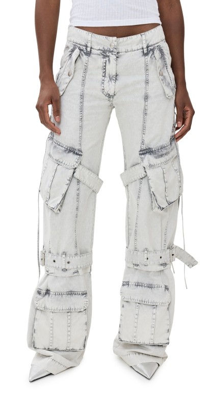 Acne Studios Cotton Cargo Trousers Dusty White