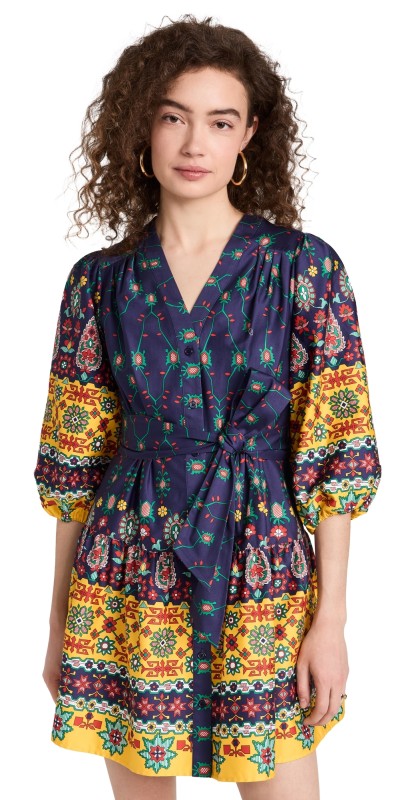 Shoshanna Stevie Dress Lemon/Navy Multi
