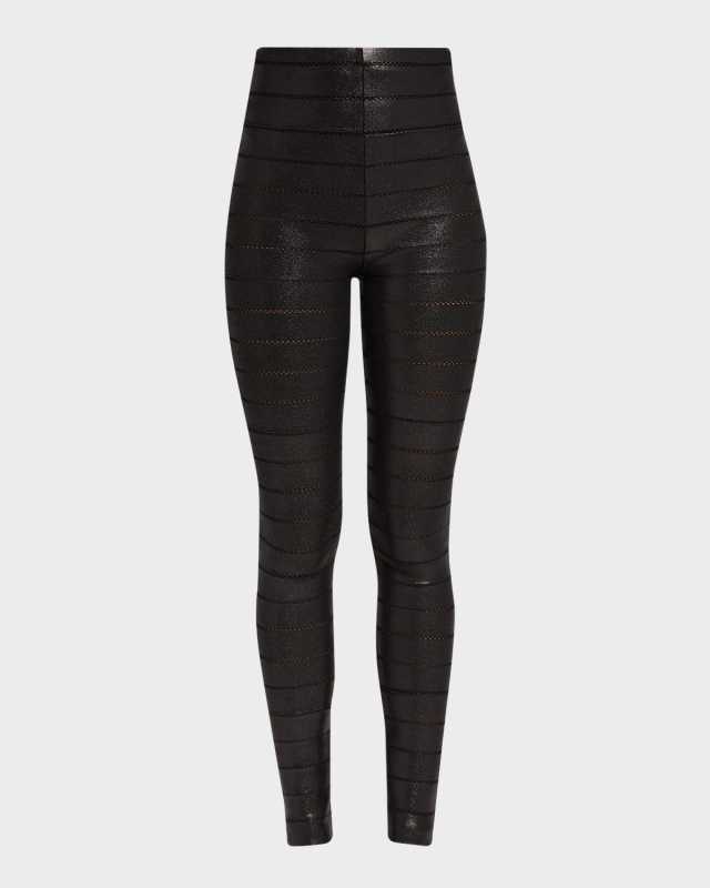 Wet Look Stretch Viscose Banded Leggings