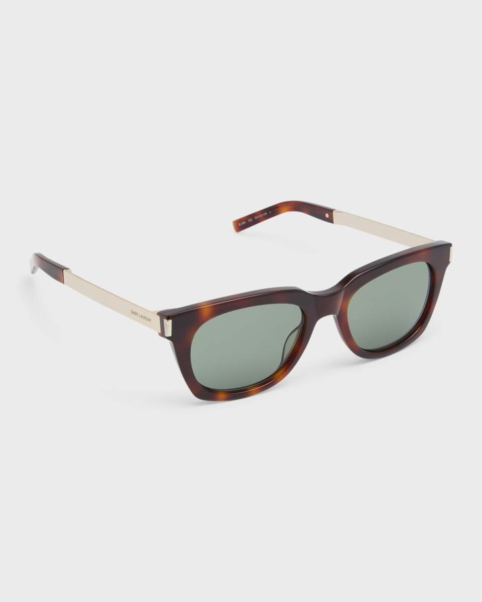 Engraved Logo Rectangle Mixed-Media Sunglasses