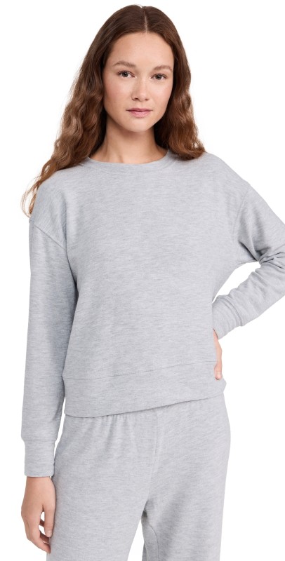 perfectwhitetee Selma Brushed Jersey Pullover Heather Grey