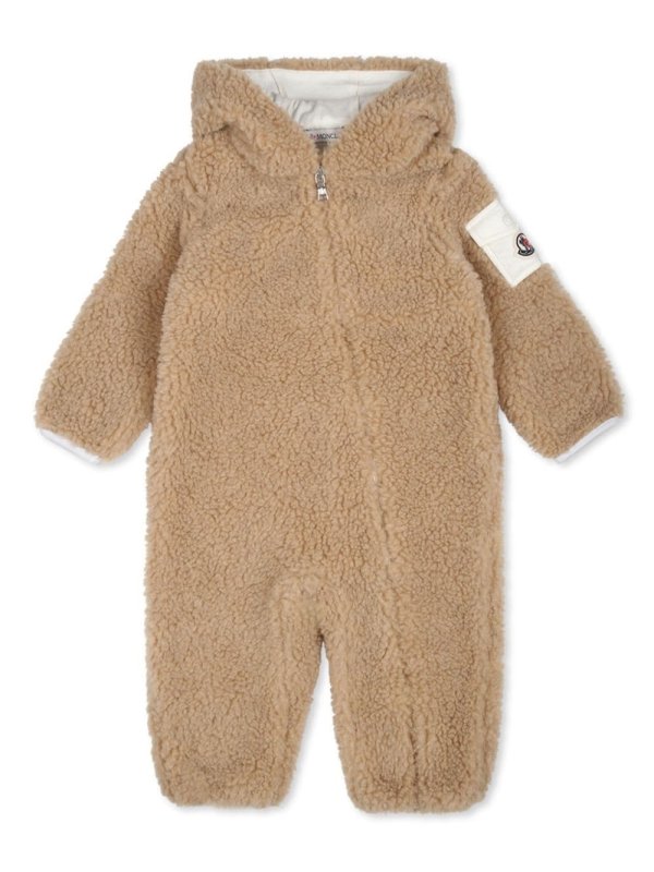 teddy-bear fleece logo patch onesie
