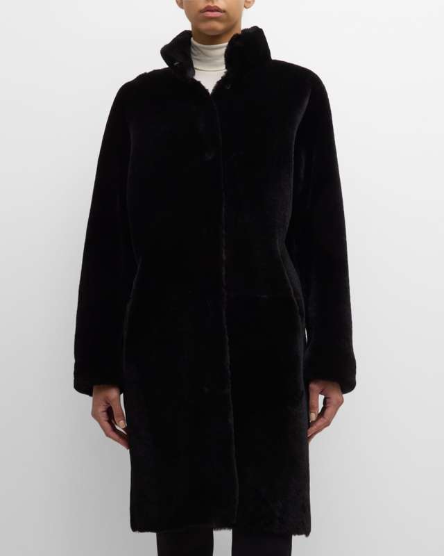 Reversible Shearling Lamb Short Coat