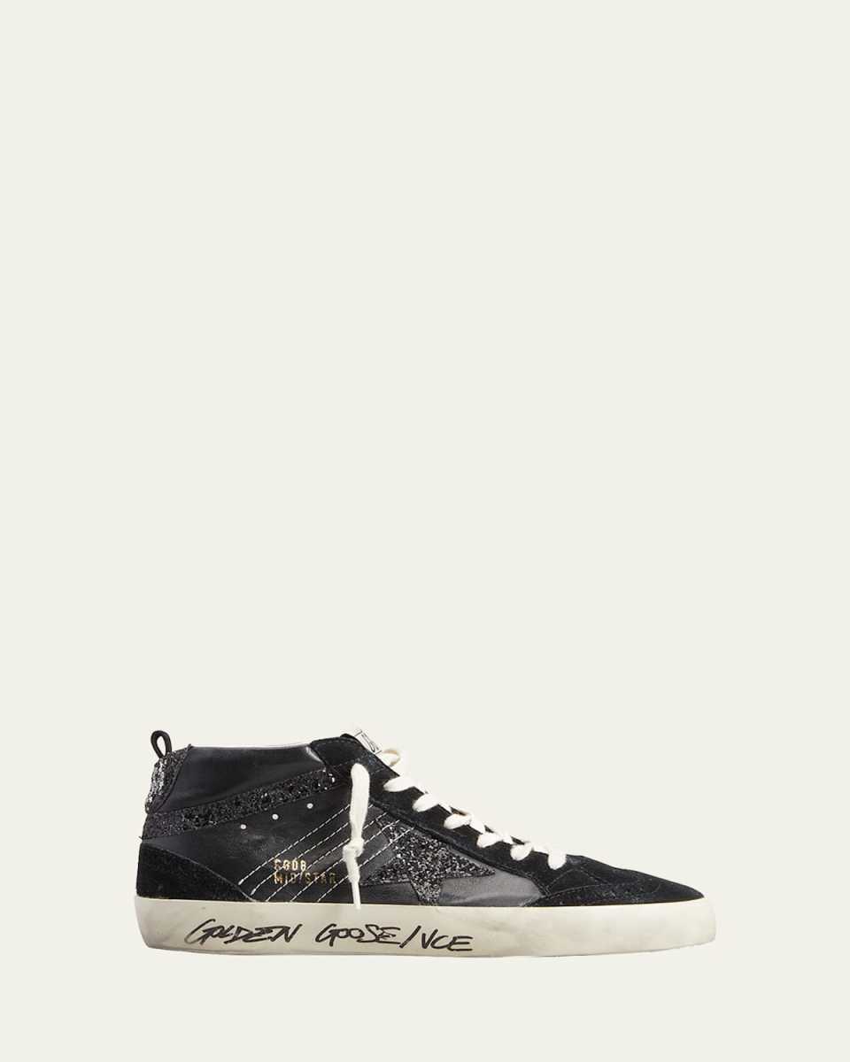 Mid Star Glitter Wing-Tip Sneakers