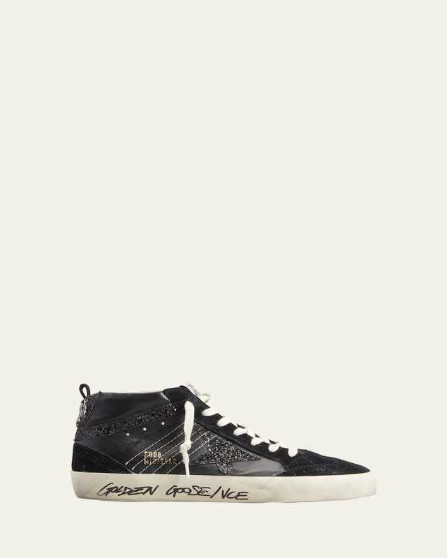 Mid Star Glitter Wing-Tip Sneakers
