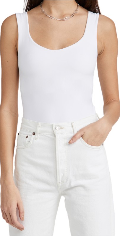 Free People Clean Lines Thong Bodysuit White