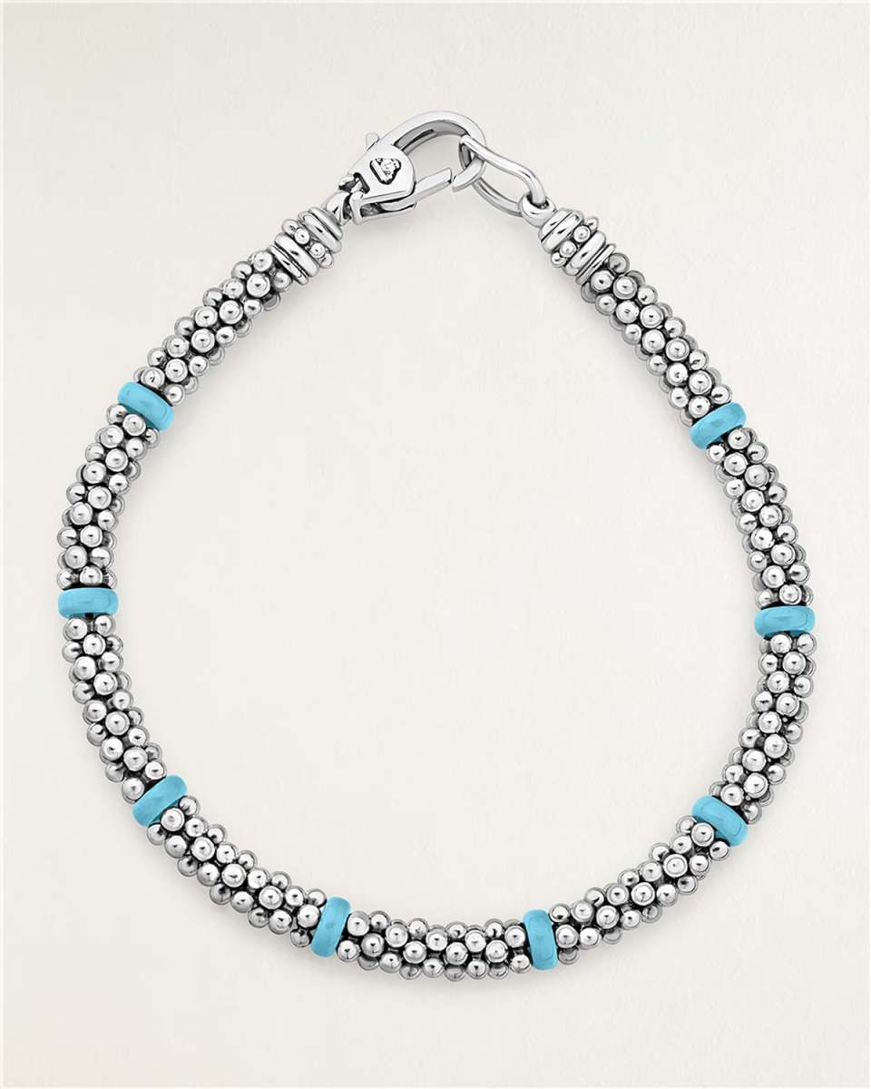 Blue Caviar Ceramic Station Bracelet, 5mm