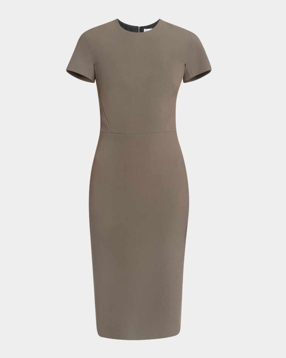 Short-Sleeve Fitted Midi T-Shirt Dress