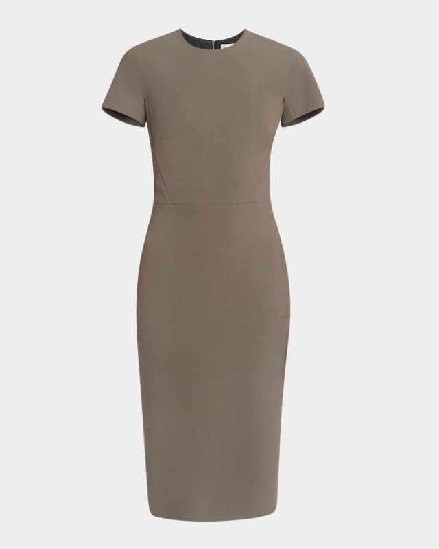 Short-Sleeve Fitted Midi T-Shirt Dress