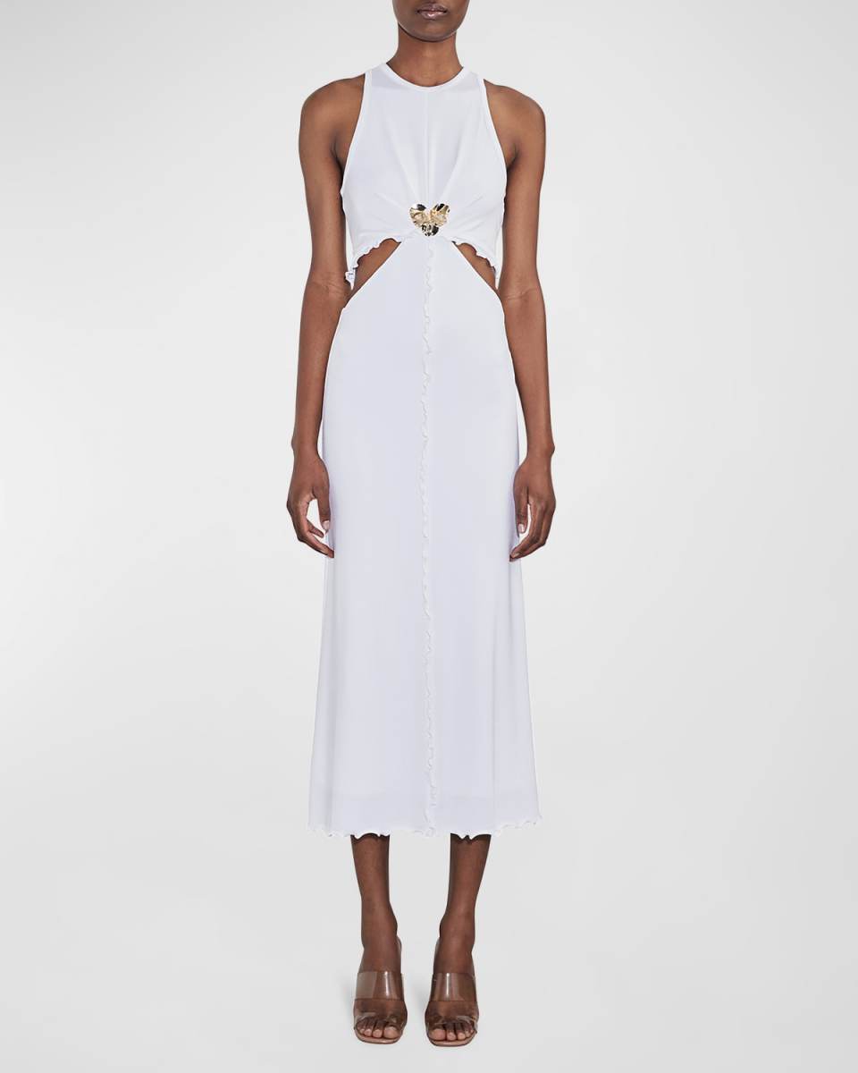 Laela Jersey Midi Dress w/ Floral Detail