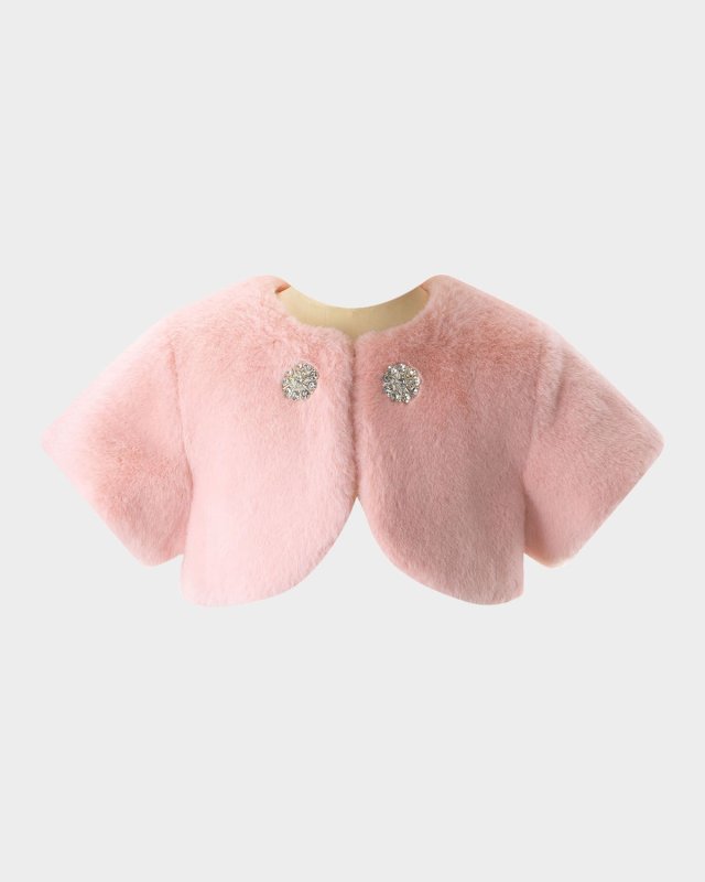 Girl's Diamante Faux Fur Bolero, Size 2-