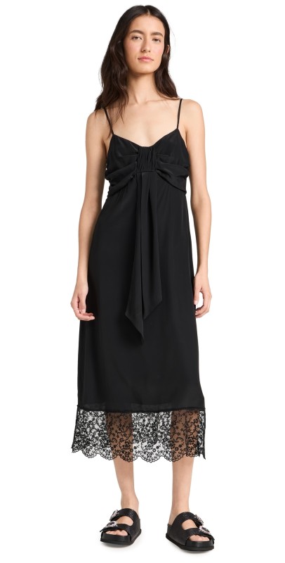Simone Rocha Slip Dress W/ Front Bow Black