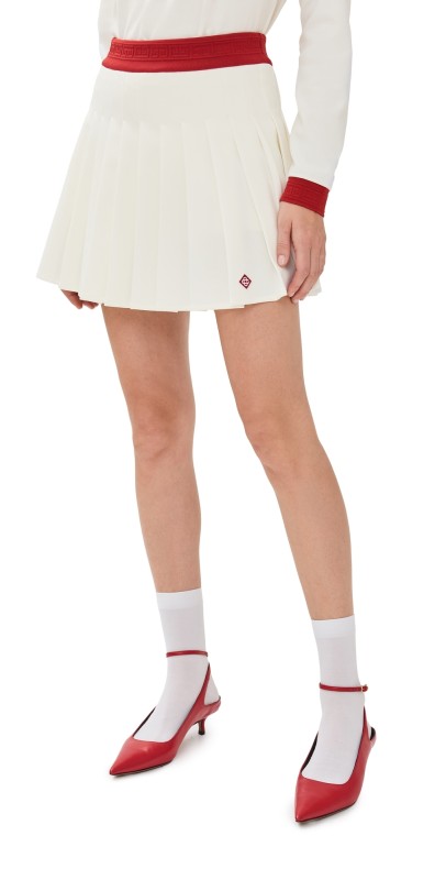 Casablanca Jersey Pleated Skirt White