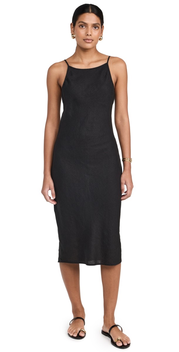 James Perse Lightweight Linen Cami Dress Black
