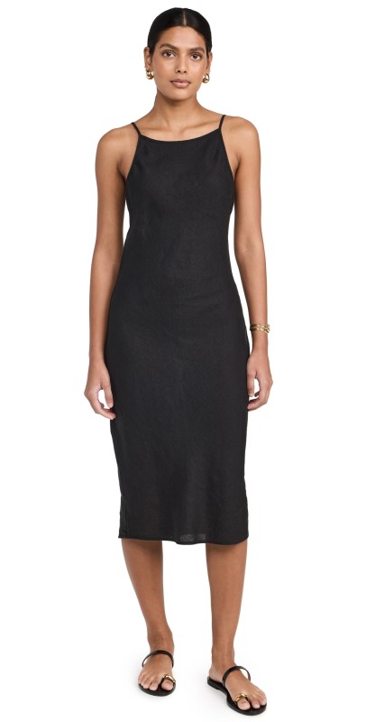 James Perse Lightweight Linen Cami Dress Black