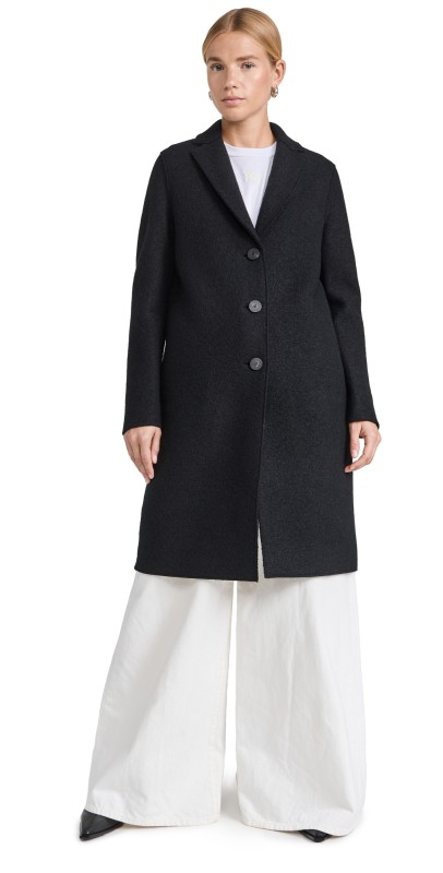 Harris Wharf London Overcoat Boiled Wool Black