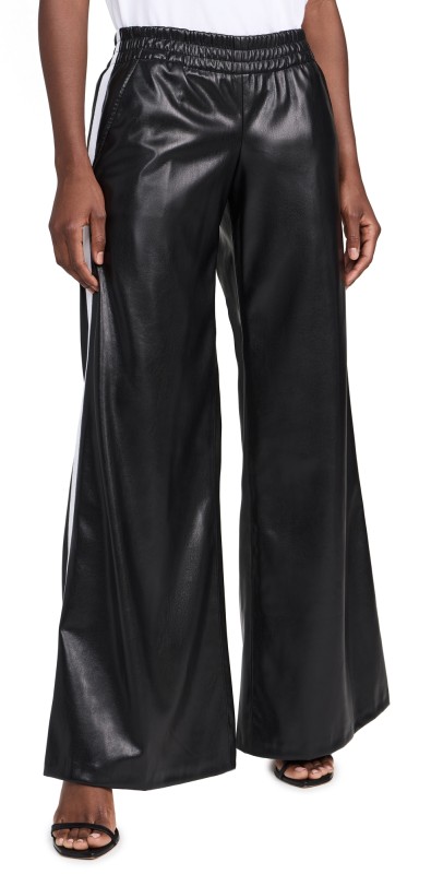 alice + olivia Elba Vegan Leather Pants with Racing Stripe Black