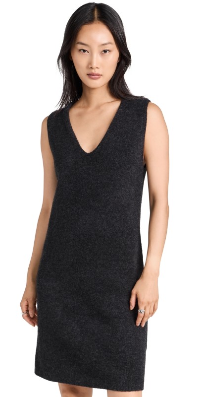 Vince V Neck Tank Sweater Dress H Charcoal