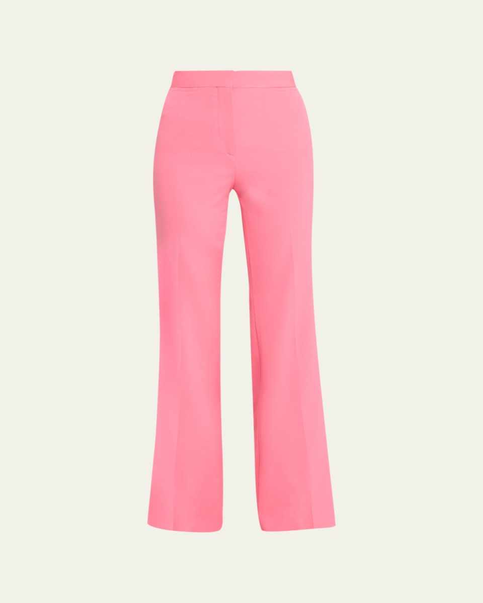 High-Rise Flare Crepe Trousers