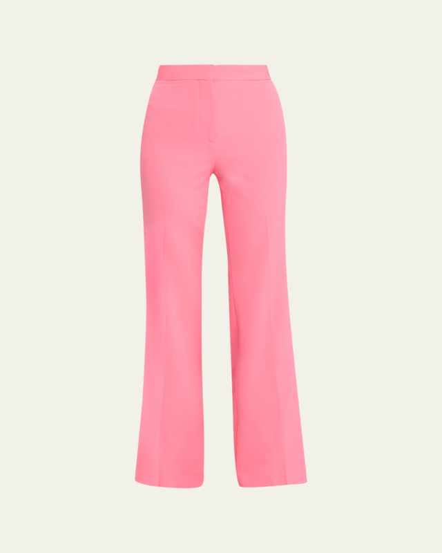 High-Rise Flare Crepe Trousers