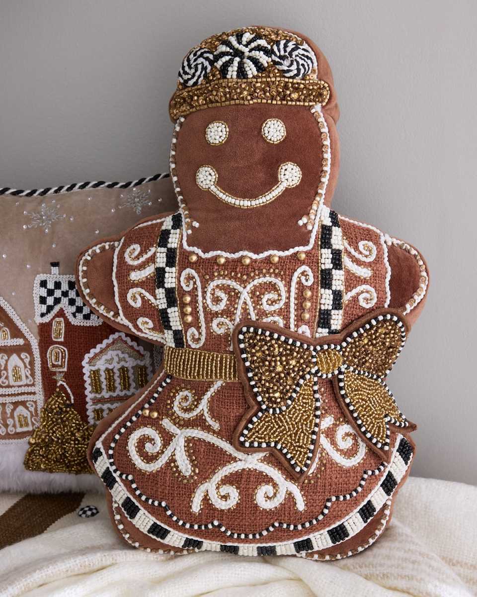 Gingerbread Girl Shaped Throw Pillow