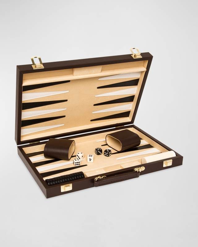 Backgammon Game Set with Vegan Leather Case