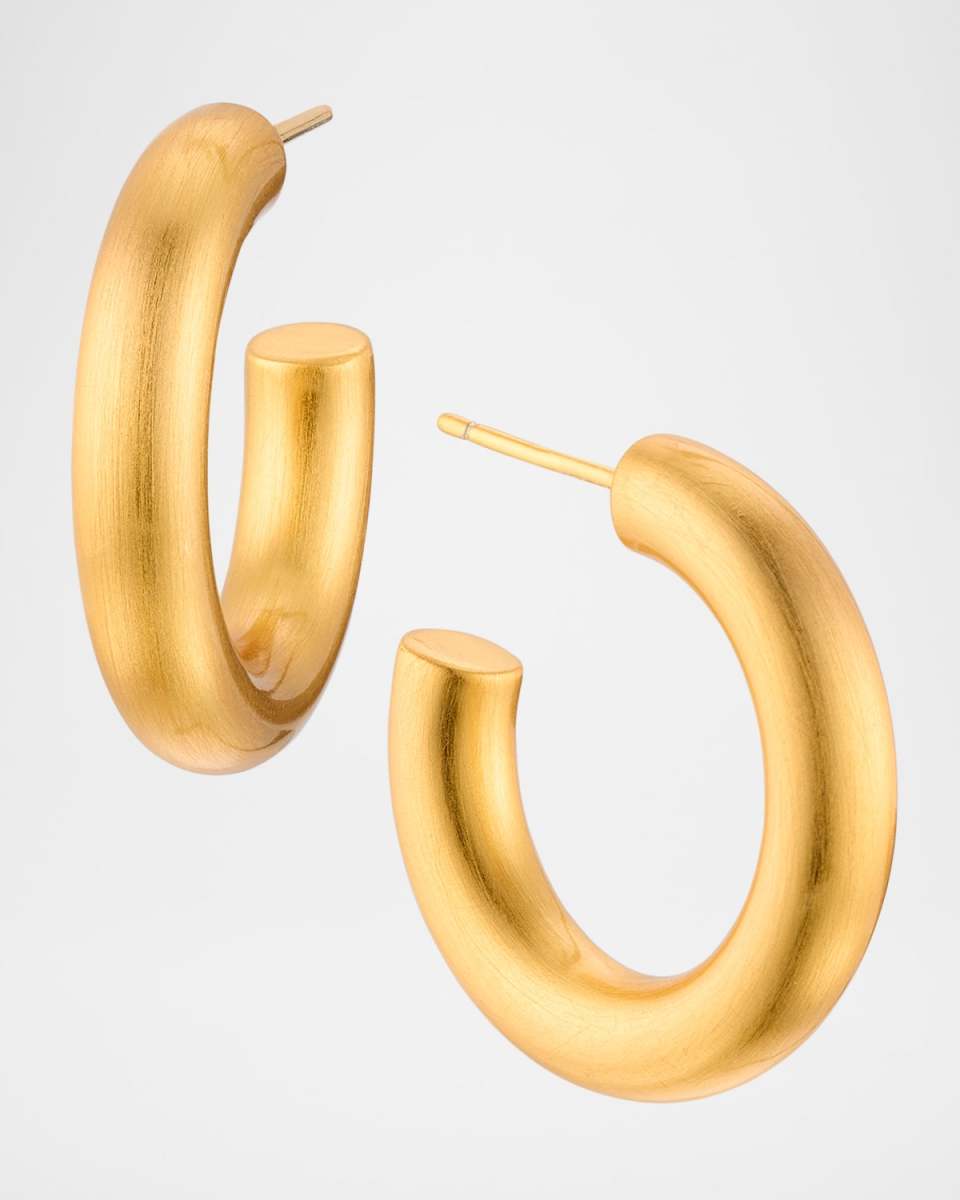 Brushed Gold Chunky Hoop Earrings