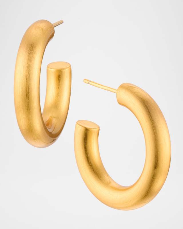 Brushed Gold Chunky Hoop Earrings