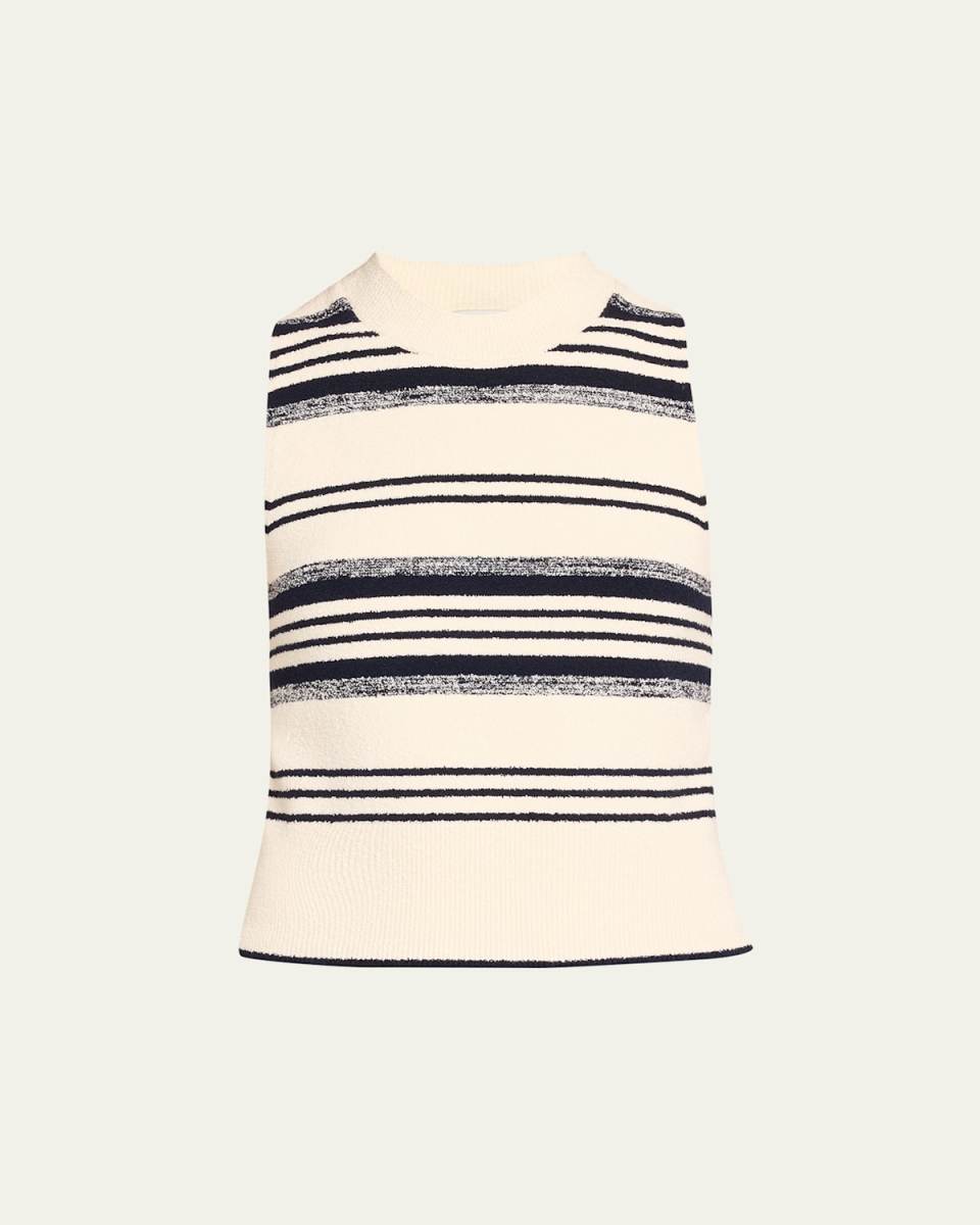 Tatyana Sleeveless Stripe Crewneck Top