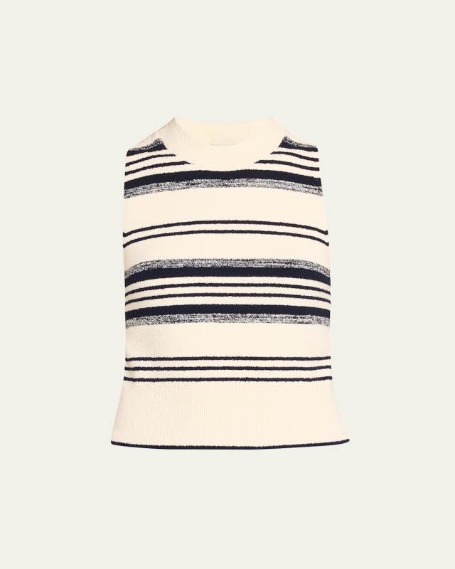 Tatyana Sleeveless Stripe Crewneck Top