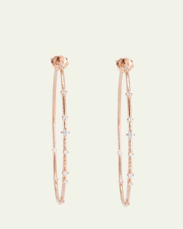 18K Yellow Gold 60mm Diamond Hoop Earrings