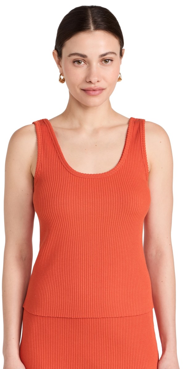 Vince Scoop Neck Rib Tank Ruby Dusk