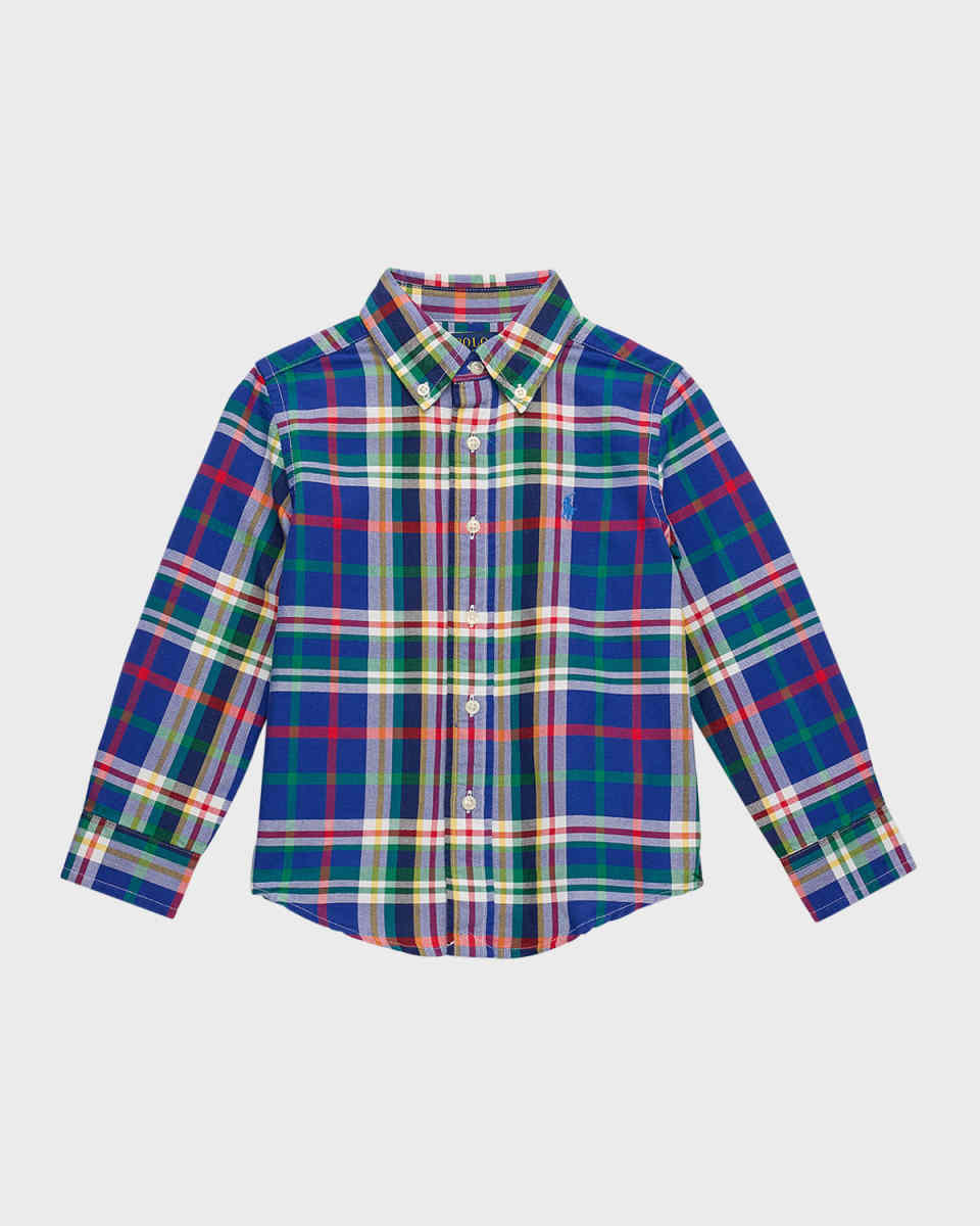 Boy's Multicolor Plaid-Print Oxford Shirt, Size 2-7