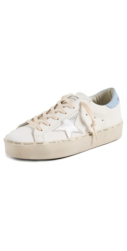 Golden Goose Hi Star Leather Upper and Heel Laminated Star Sneakers White/Silver/Powder Blue