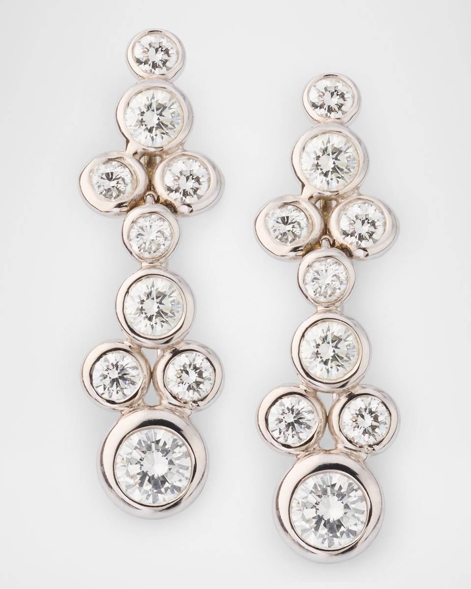 Estate 18K White Gold Diamond Dangle Drop Earrings