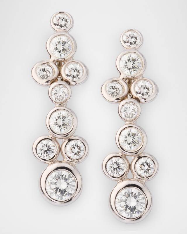 Estate 18K White Gold Diamond Dangle Drop Earrings