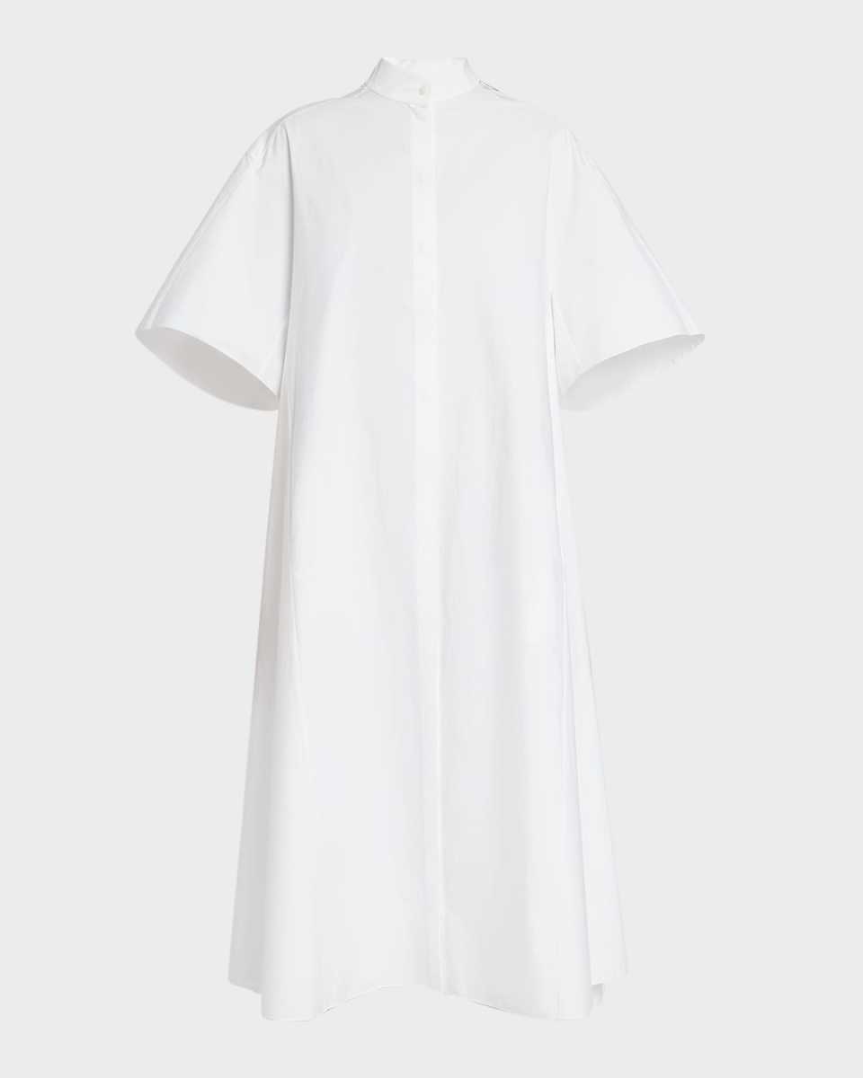 Bredel Short-Sleeve Band-Collar Cotton Maxi Shirtdress