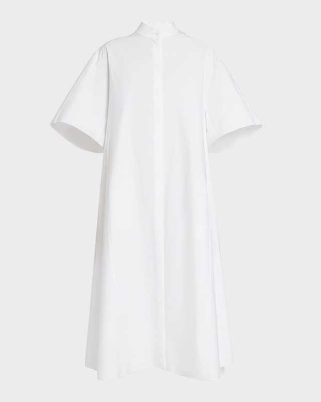 Bredel Short-Sleeve Band-Collar Cotton Maxi Shirtdress