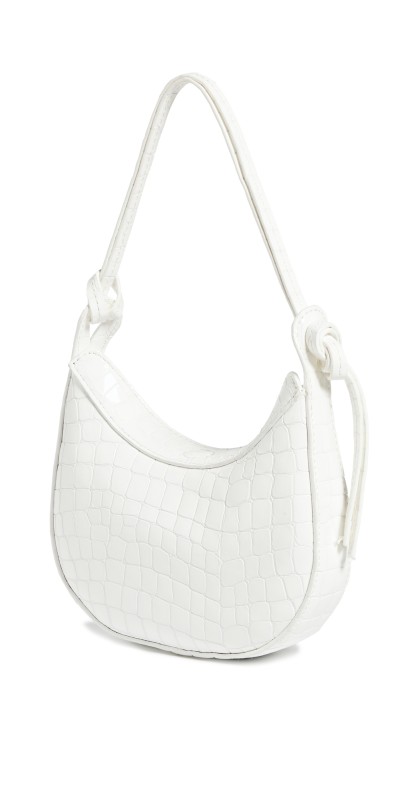 Reformation Mini Rosetta Shoulder Bag White Croc