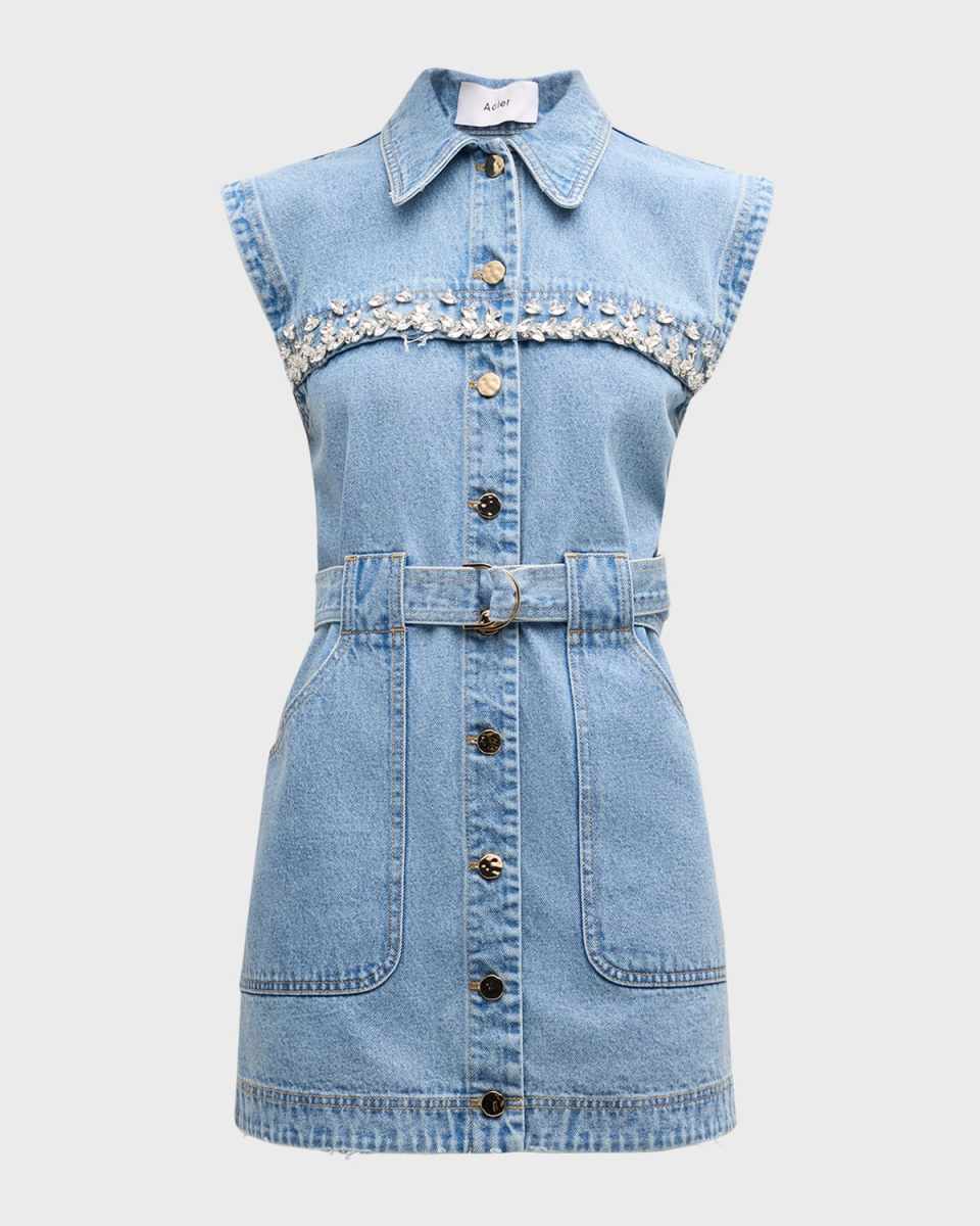 Atrina Embellished Denim Mini Dress