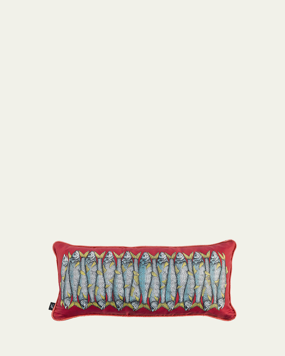 Oblong Silk/Cotton Pillow - Sardine Red