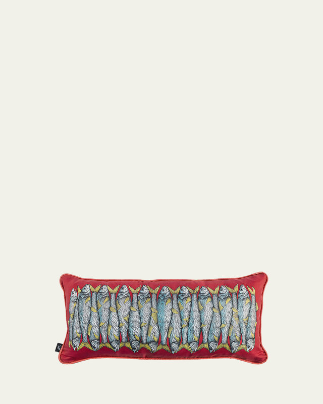 Oblong Silk/Cotton Pillow - Sardine Red