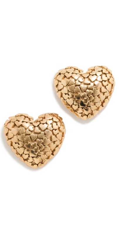 Oscar de la Renta Heart Clusters Earrings Gold