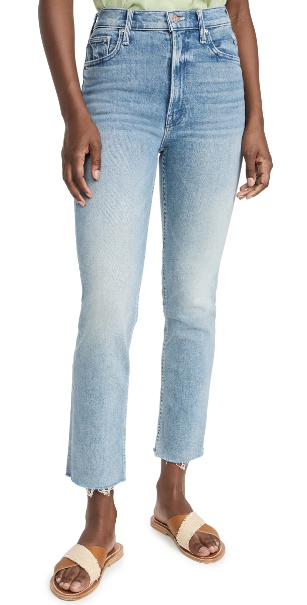 MOTHER High Waisted Rider Ankle Fray Jeans Fish Out Of Water